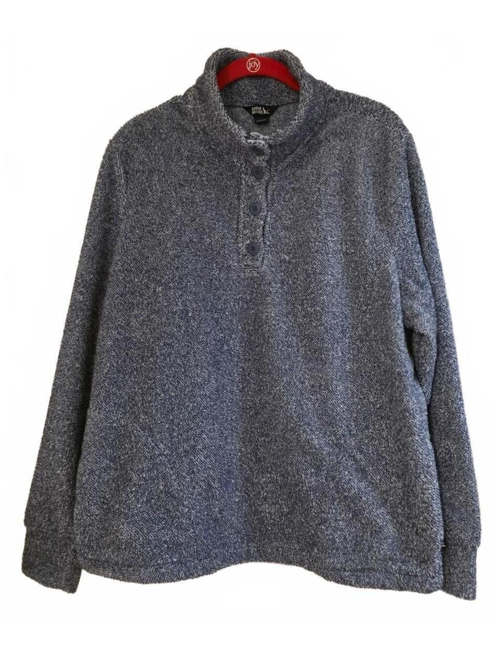 Eddie Bauer Men's Gray Textured Knit Polyester Sweatshirt